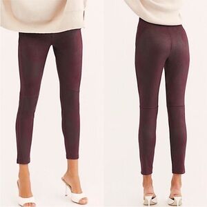 Free People faux suede burgundy leggings M